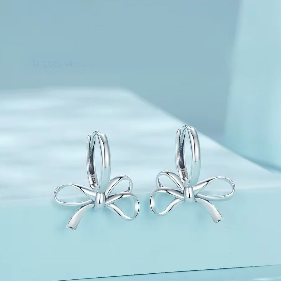 bowtie sterling silver hoop earrings