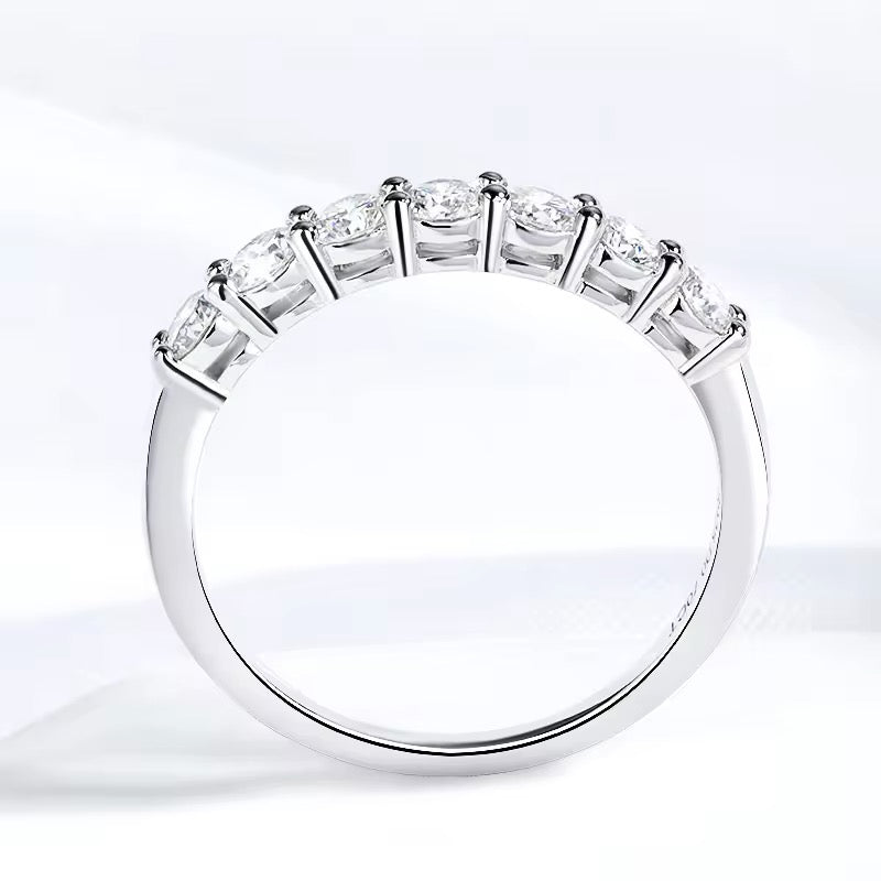 Moissanite sterling silver wedding band