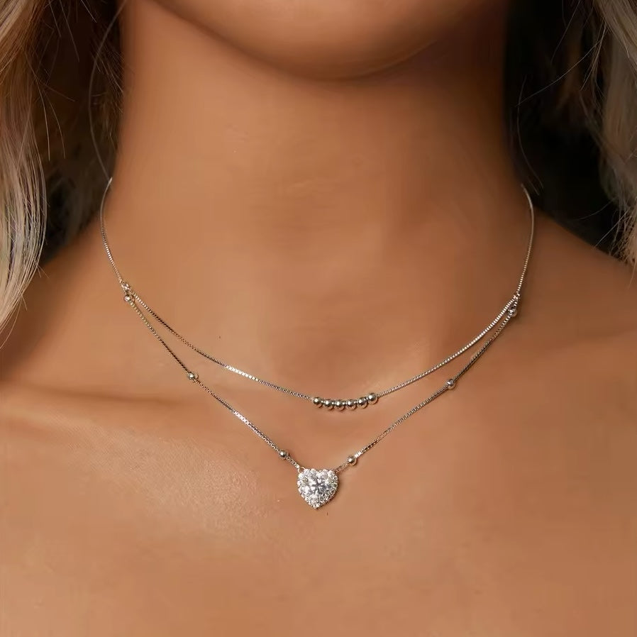 Valentine heart Moissanite pendant necklace