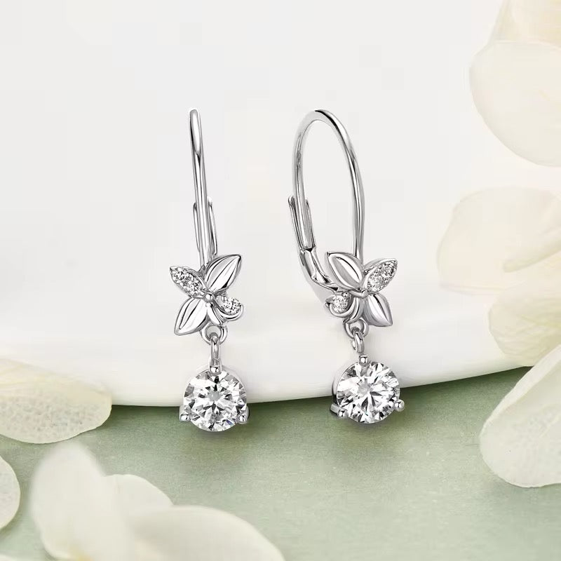 Moissanite butterfly drop earrings