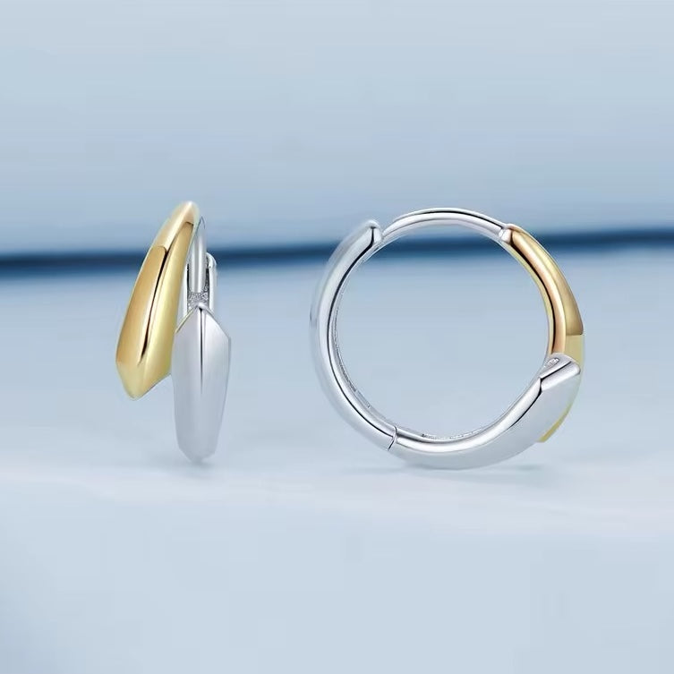 two tone sterling silver hoop earrings