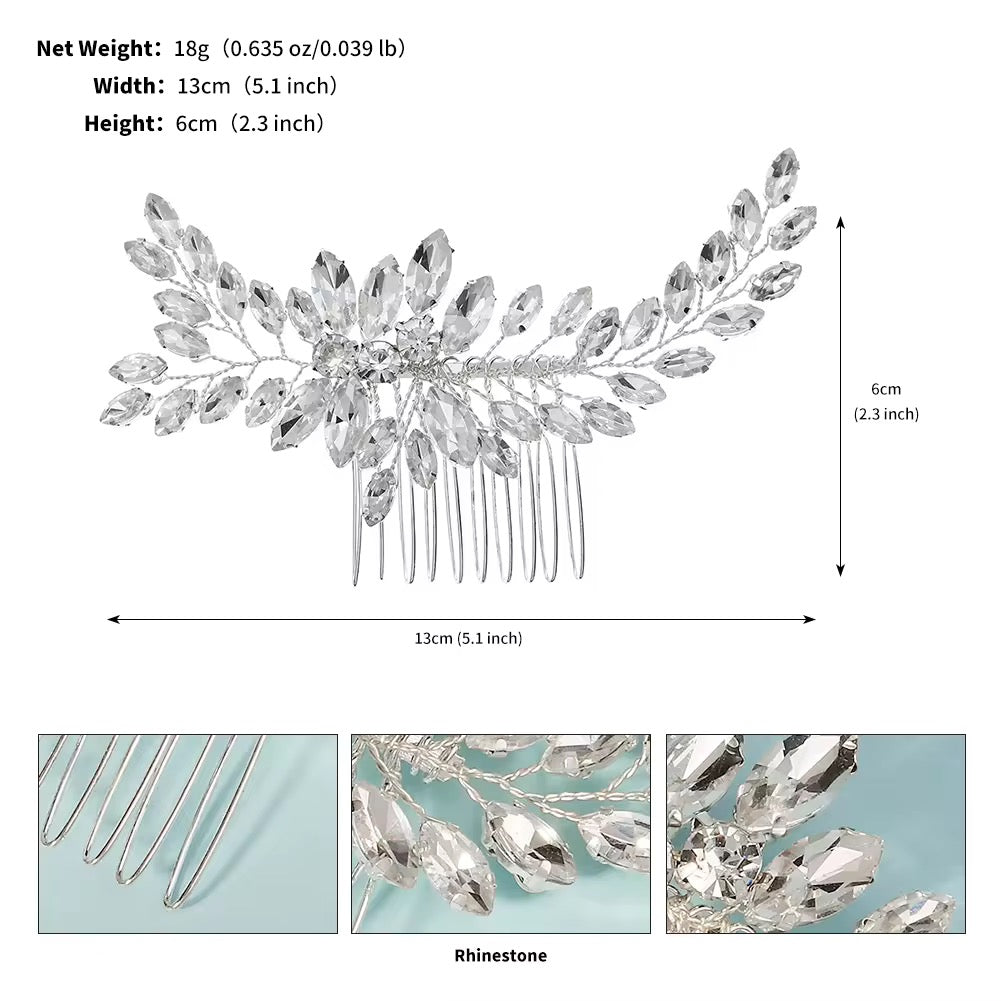 Crystal bridal hair combs and pins set