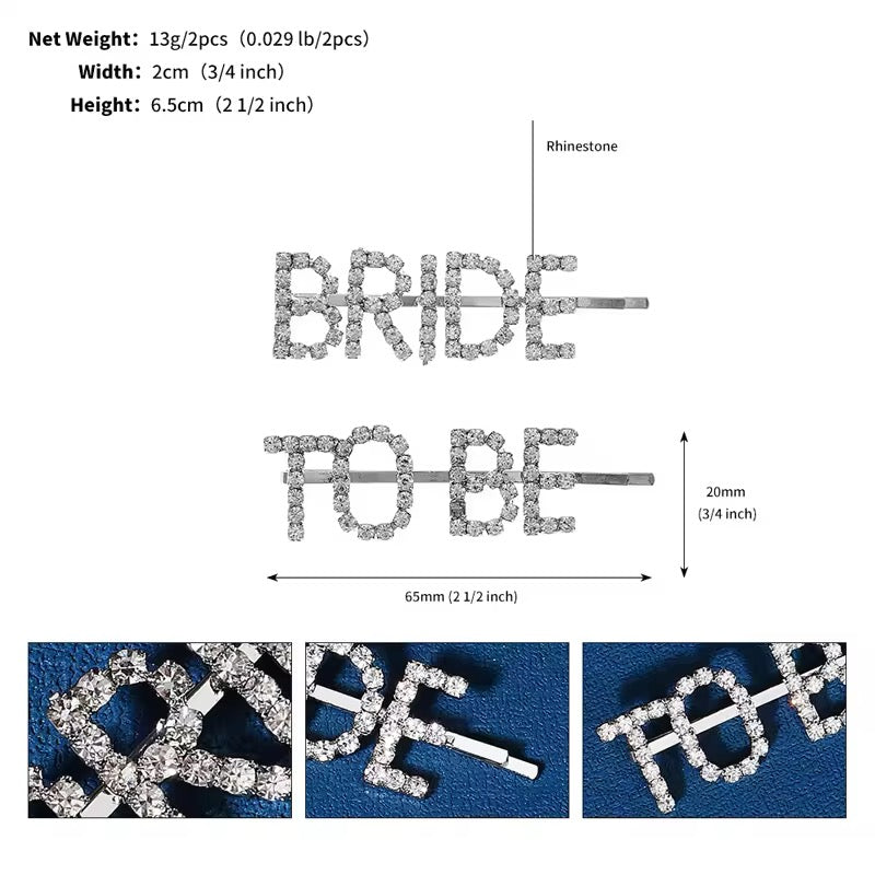 Bride-to-be rhinestone hair clip