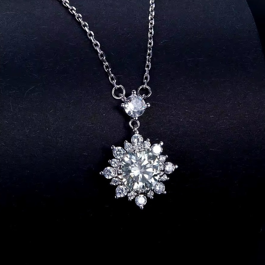 Moissanite drop halo pendant necklace