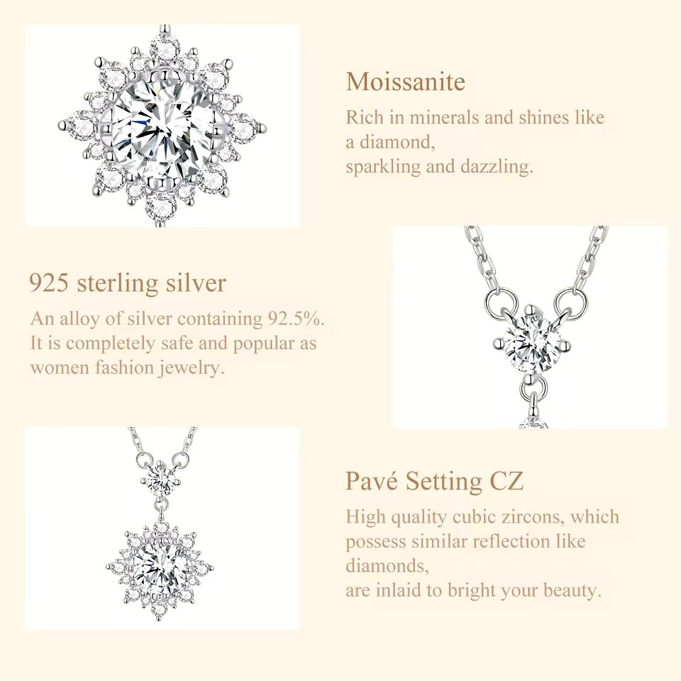 1CT Moissanite drop radiant halo pendant necklace in sterling silver