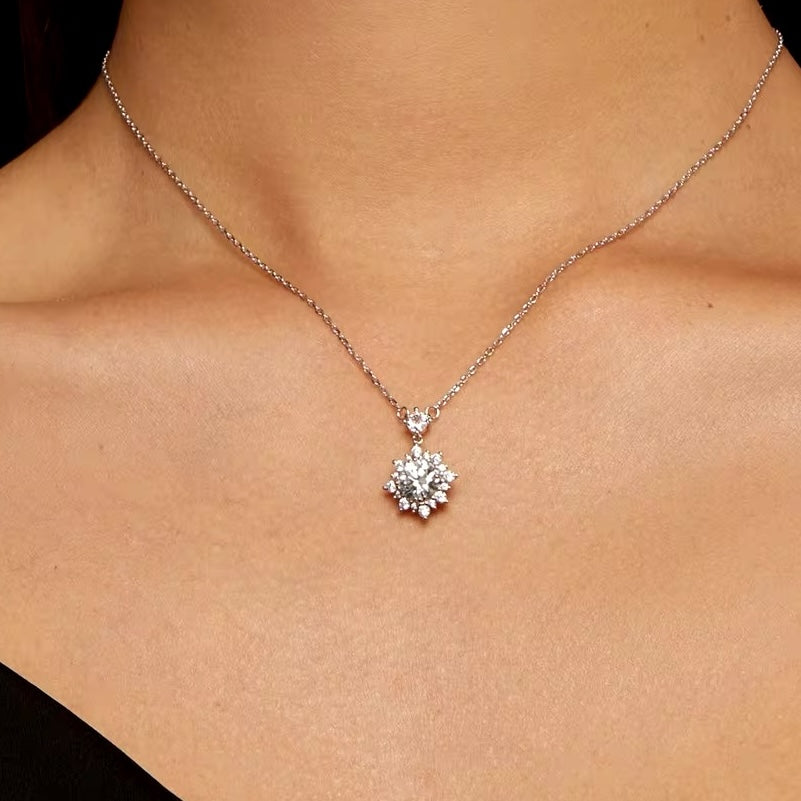 moissanite halo pendant