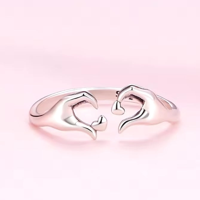 unique hand heart ring