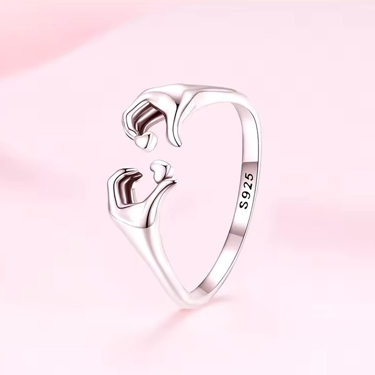 love hand heart ring