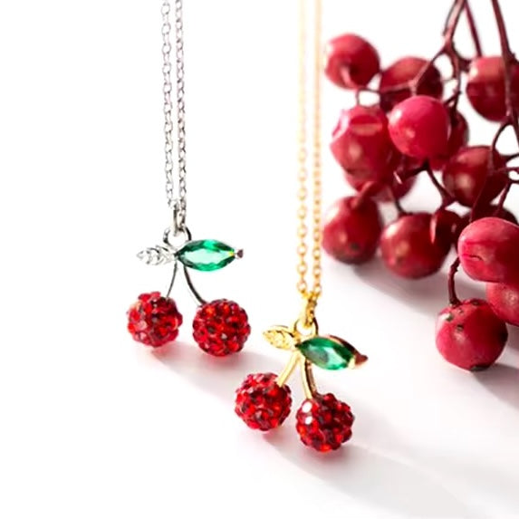 Cherry fruit pendant necklace