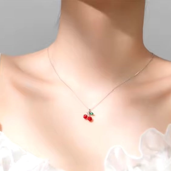 Cherry fruit pendant necklace