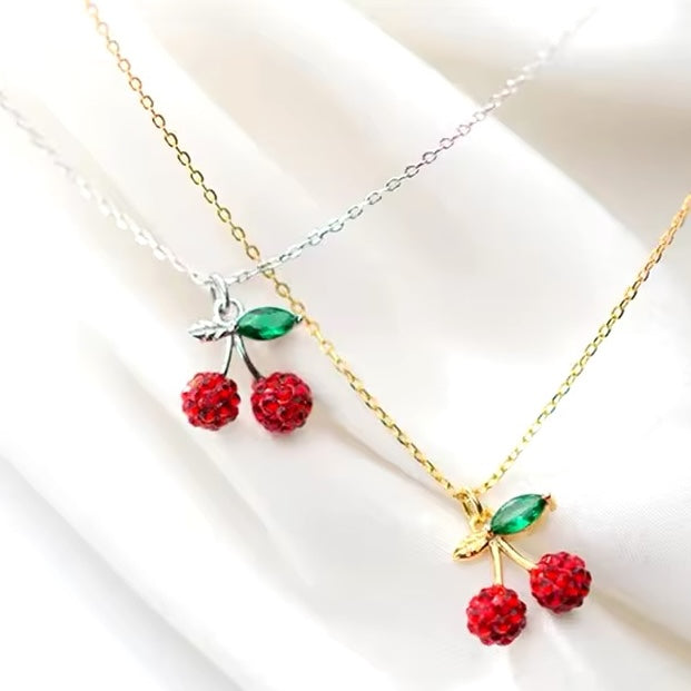 Cherry fruit pendant necklace