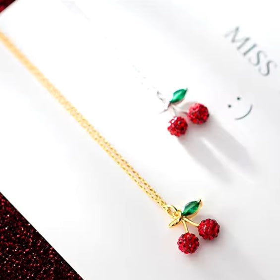 Cherry fruit pendant necklace