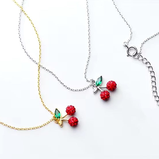 Cherry fruit pendant necklace