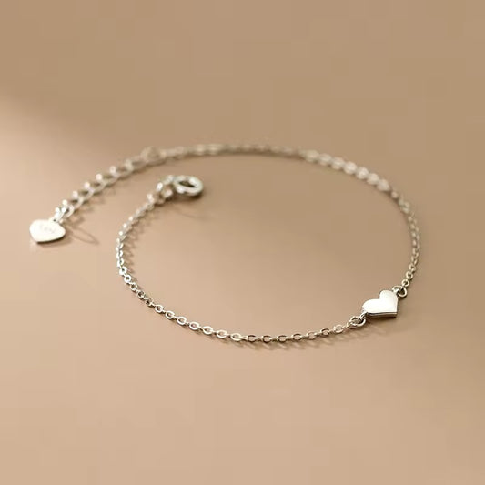 dainty heart silver bracelet