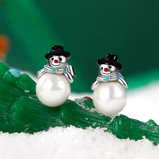 Christmas snowman stud earrings