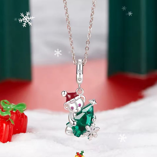 Christmas tree and bear pendant charm