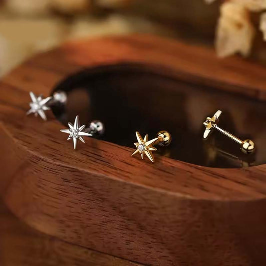 Star burst screw back stud earrings