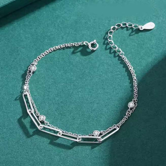 double layer link chain bracelet