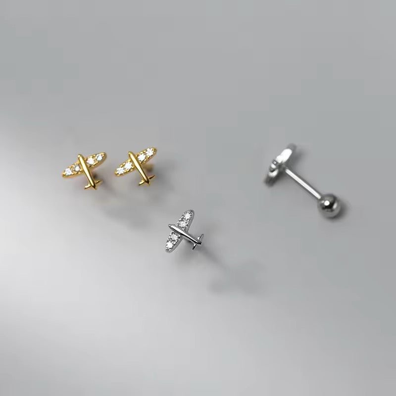 airplane screw back earrings