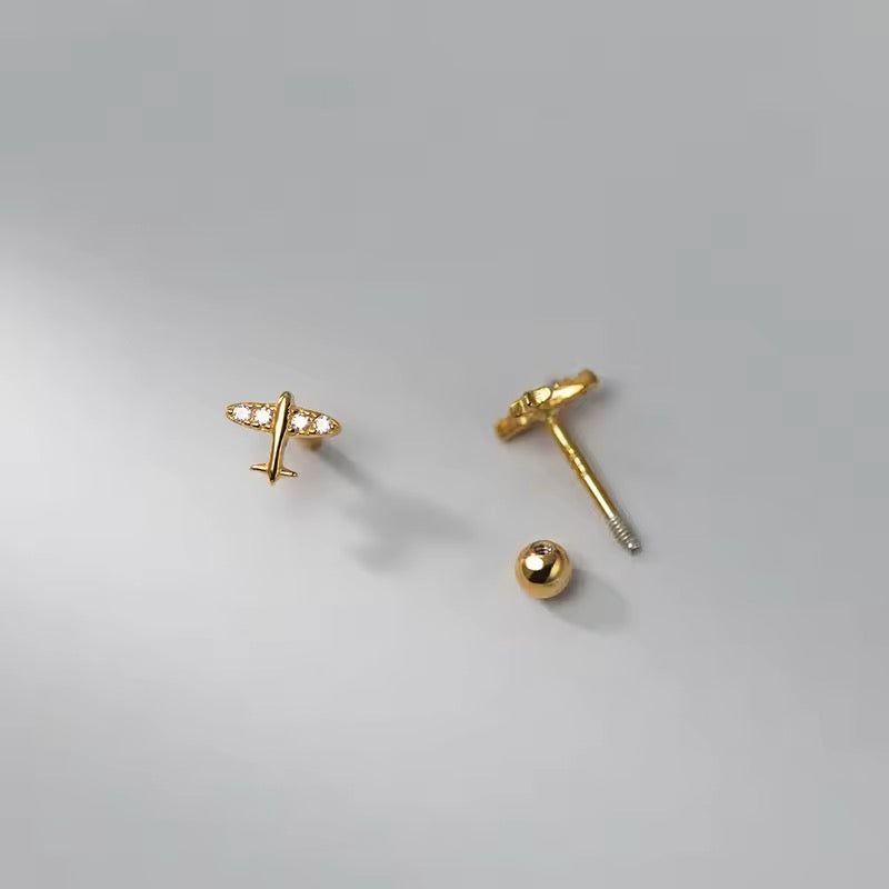 airplane screw back earrings