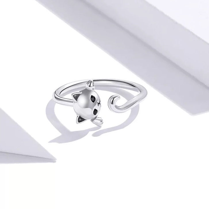 cat wrap silver ring