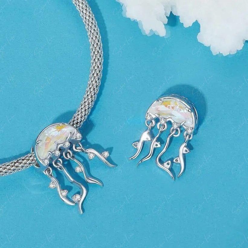 ocean jellyfish silver charm