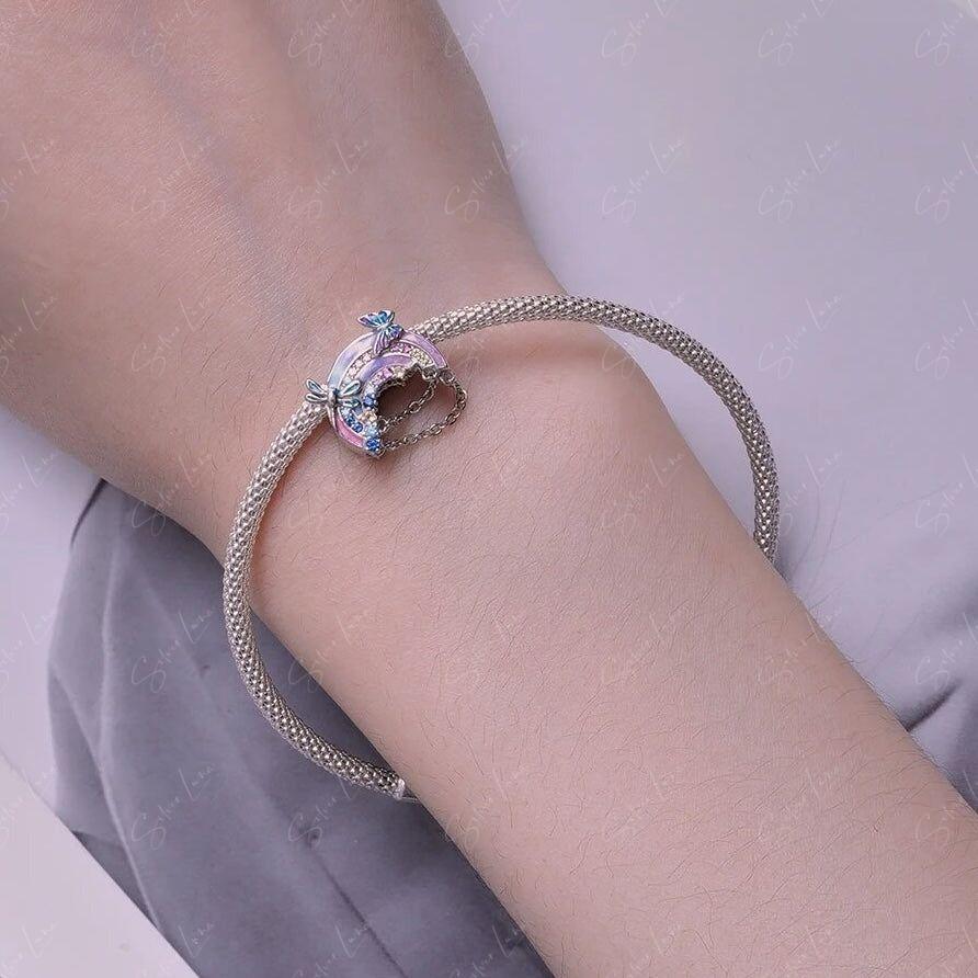 Rainbow and unicorn fantasy charm for bracelet