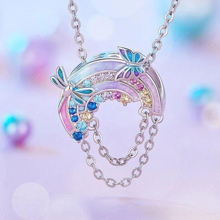 rainbow silver charm bead
