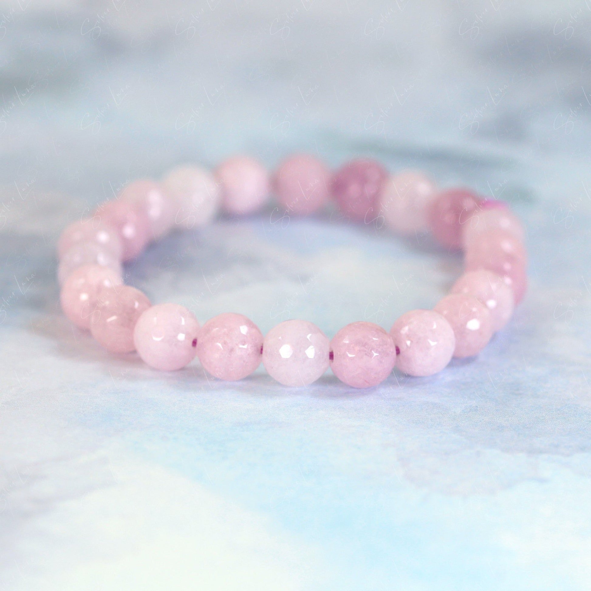 pink Kunzite jade stone beaded bracelet