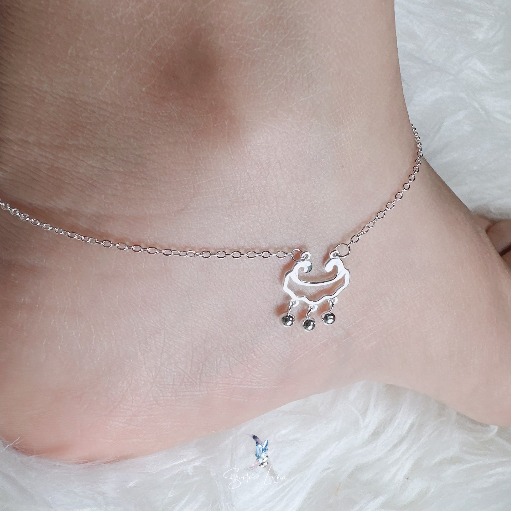 longevity lock charm silver ankle bracelet