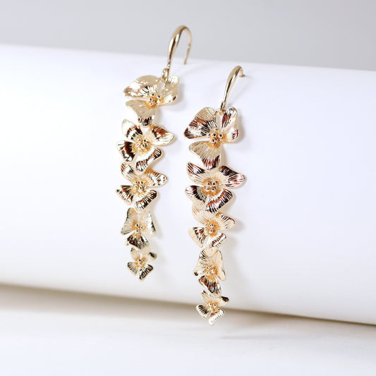 orchid flower dangle earrings