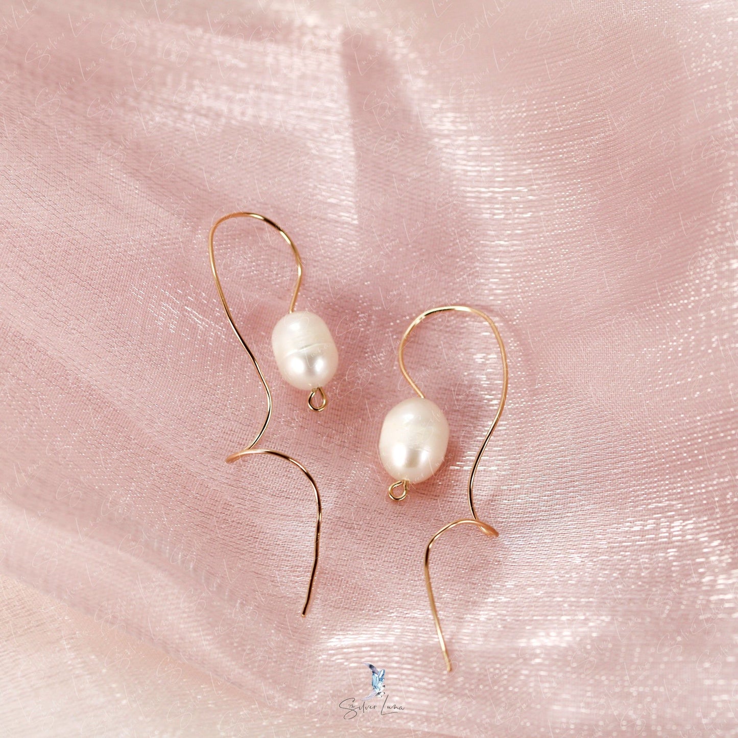 Baroque fresh water pearl drop gold filled earrings