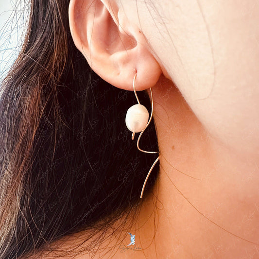 Baroque fresh water pearl drop gold filled earrings