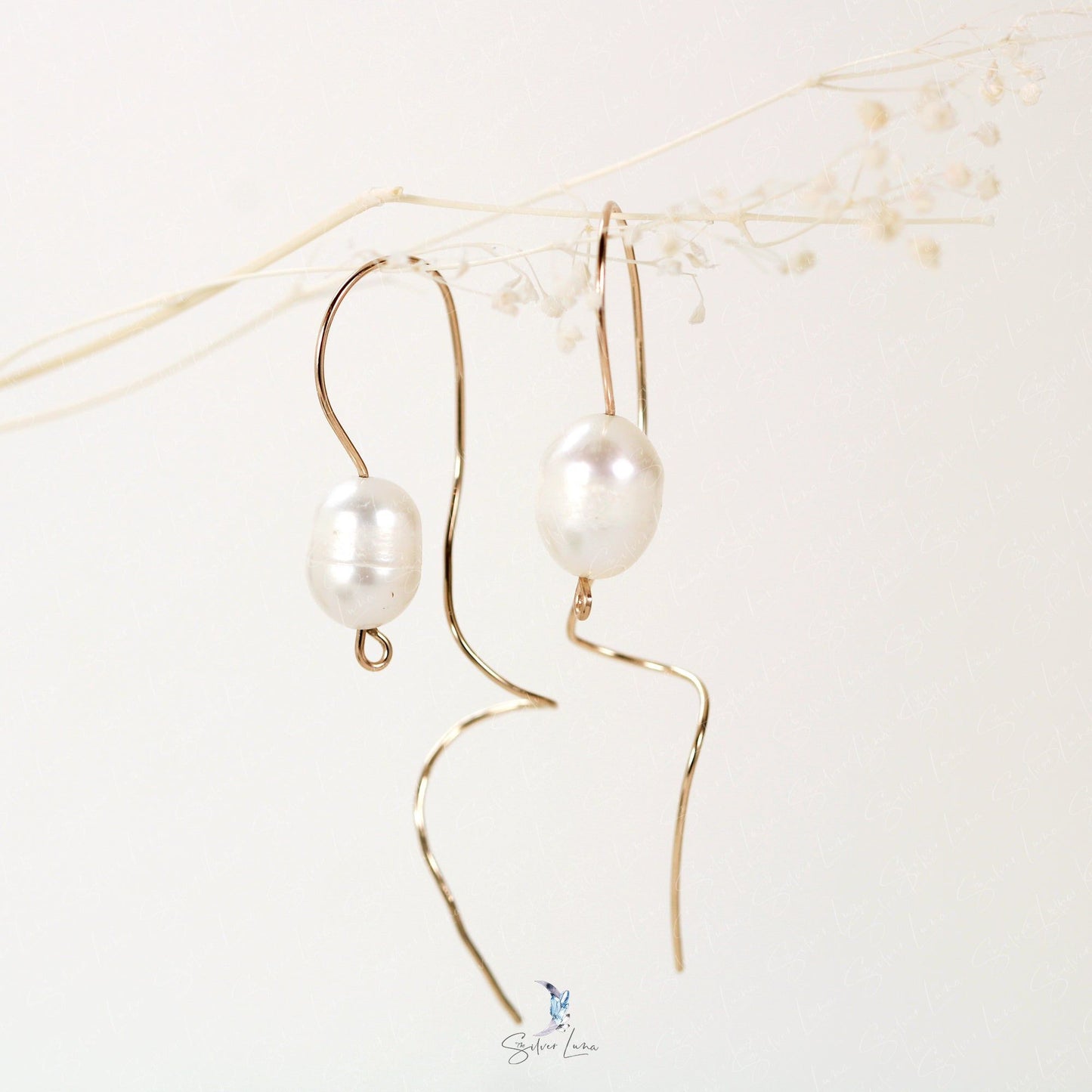 Baroque fresh water pearl drop gold filled earrings