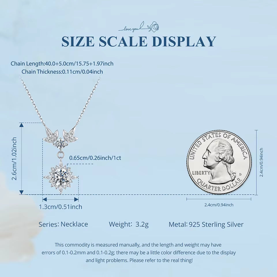 1 Carat Moissanite Starburst Pendant Necklace in 925 Sterling Silver