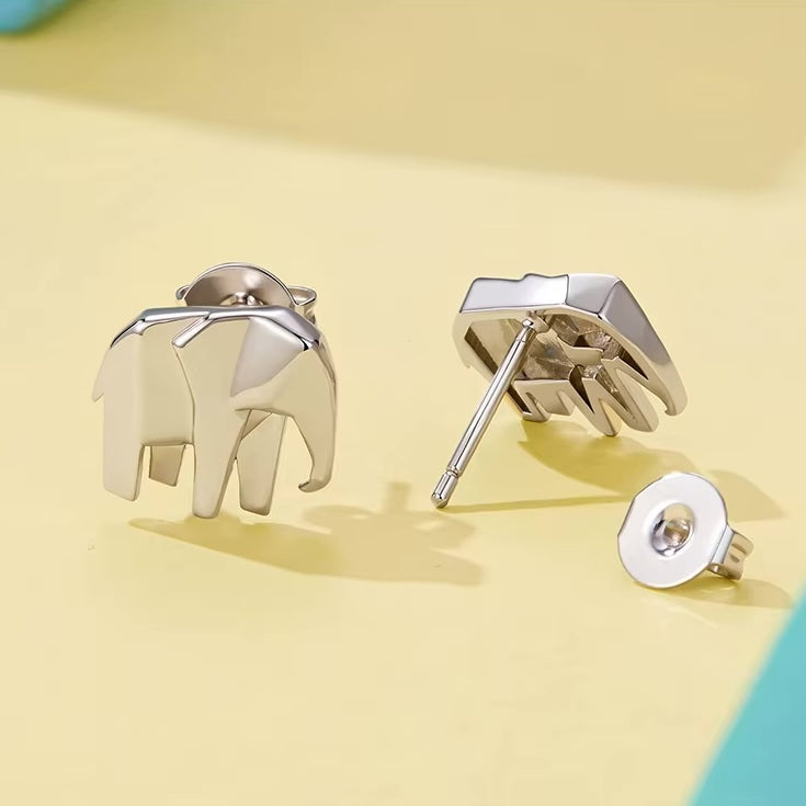 Platinum-Plated Elephant Stud Earrings with Sterling Silver Posts