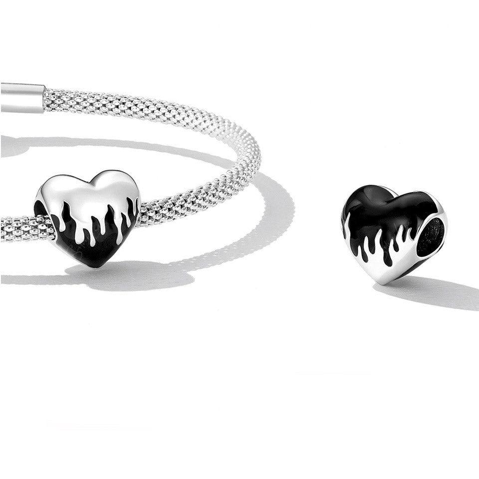 dripping heart silver charm