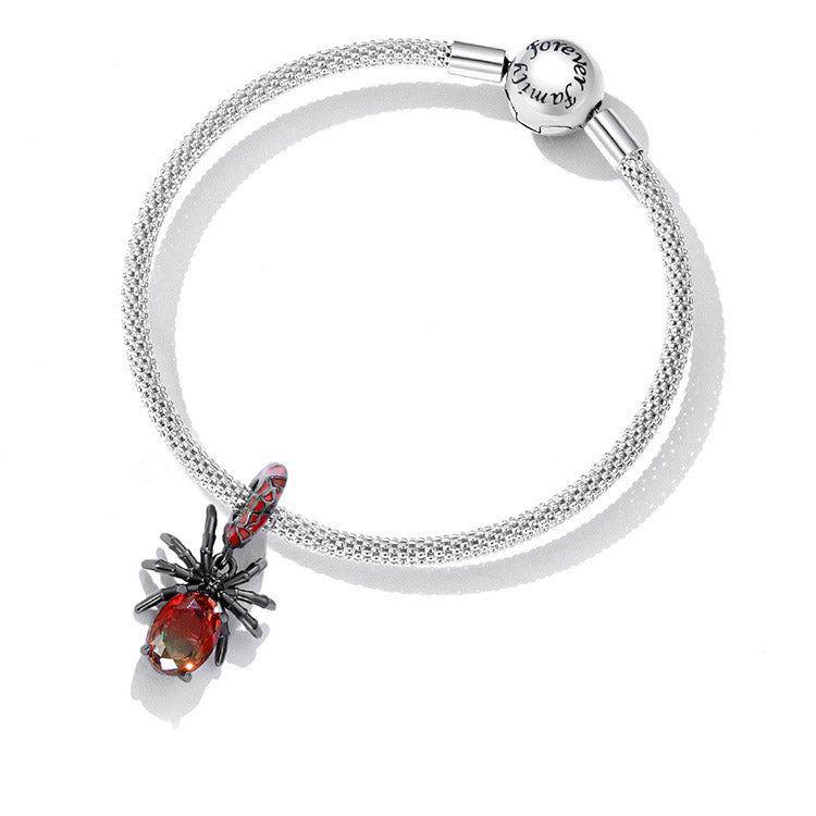 Spider pendant charm for bracelet in sterling silver