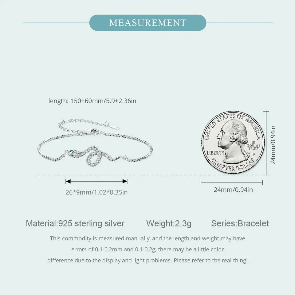 Sterling Silver Snake Bracelet with Cubic Zirconia