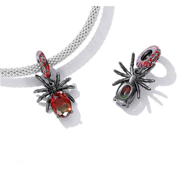 Spider pendant charm for bracelet in sterling silver