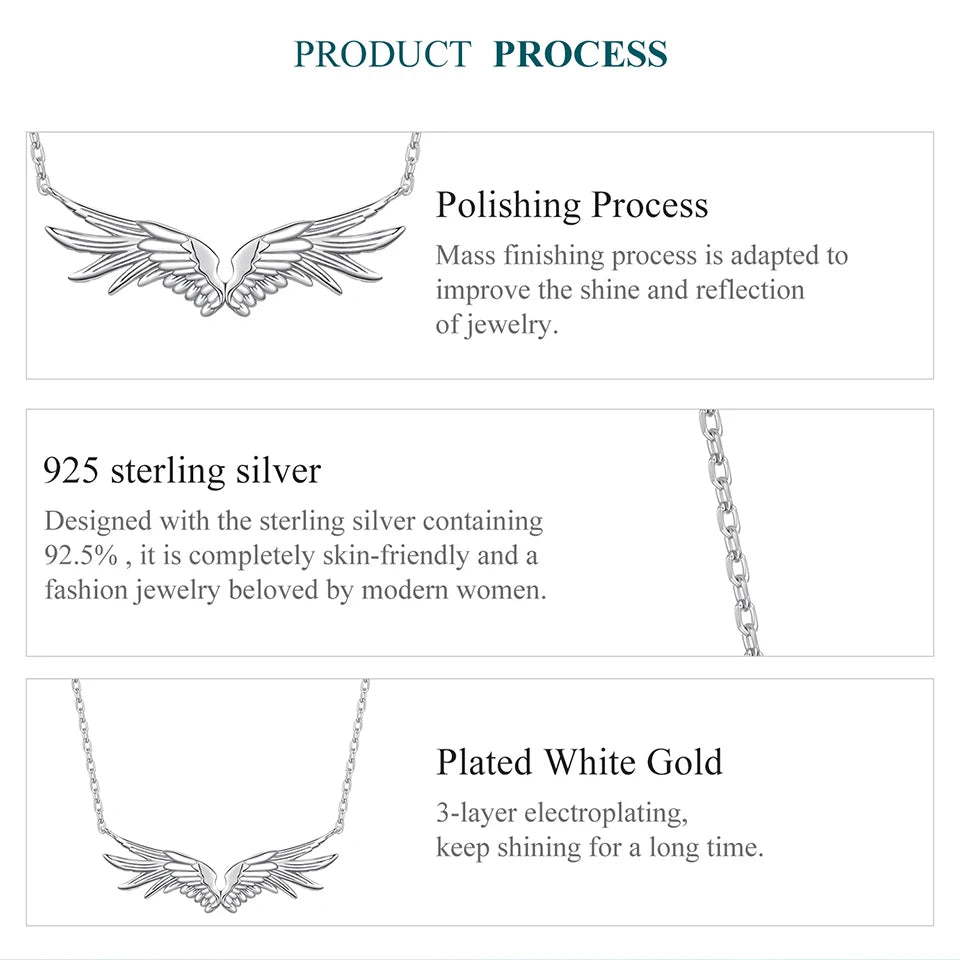 Sterling Silver Angel Wing Pendant Necklace
