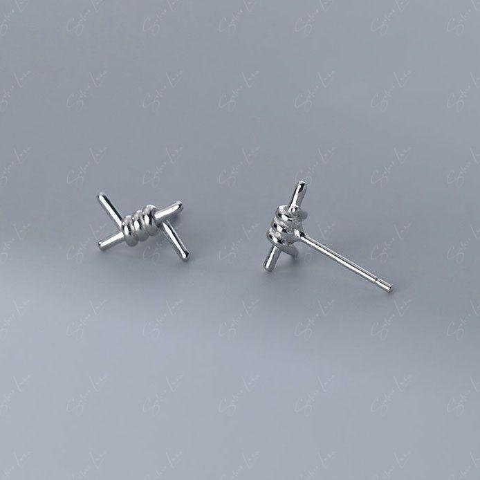 Unique twisted wire sterling silver stud earrings