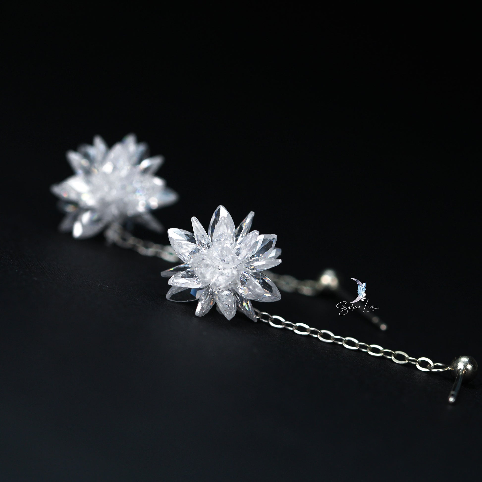 snowflake flower dangle drop earrings