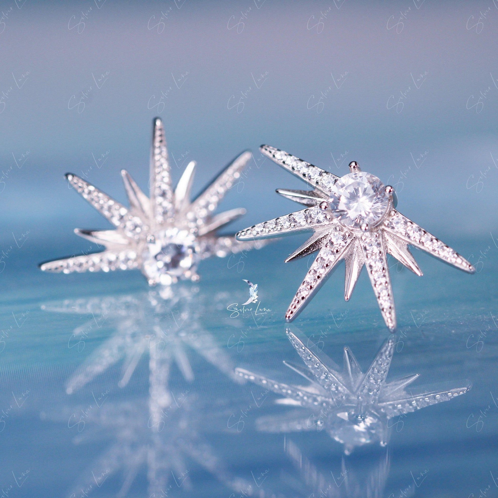 starburst sterling silver stud earrings