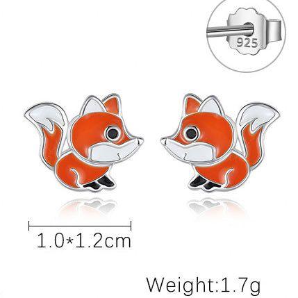 Cute fox sterling silver stud earrings