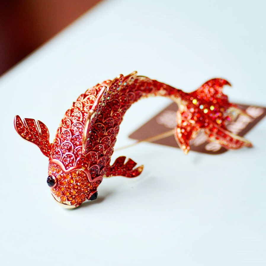 lucky red carp fish fashion brooch pin