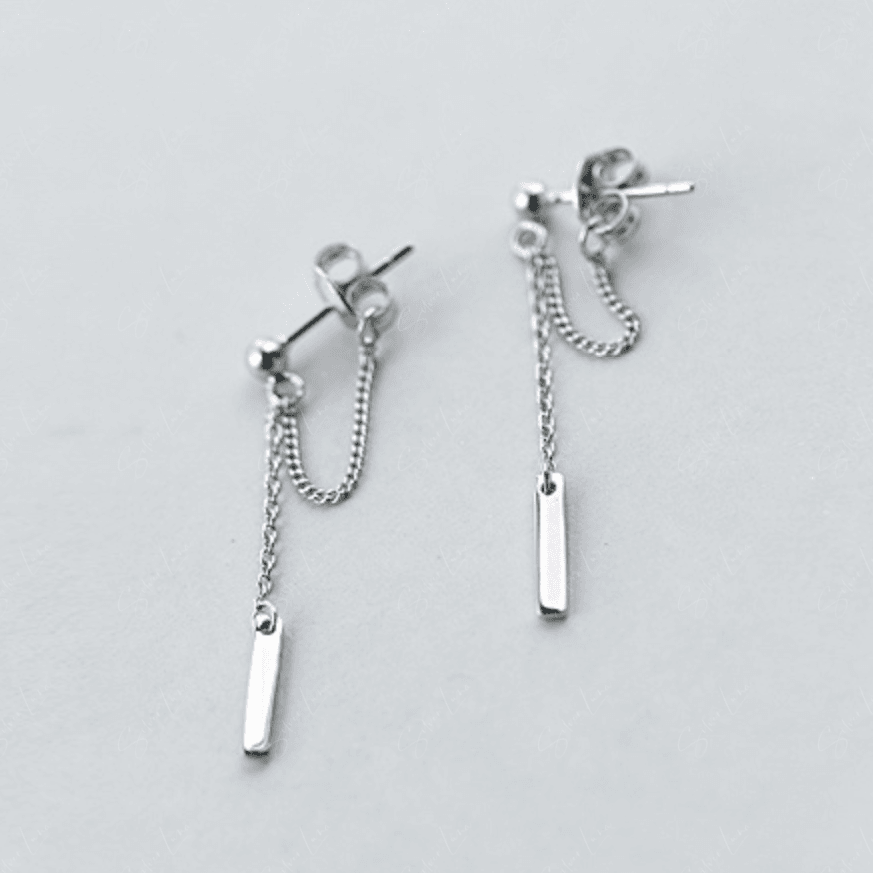 Linked Chain Dangle Drop Earrings Silver