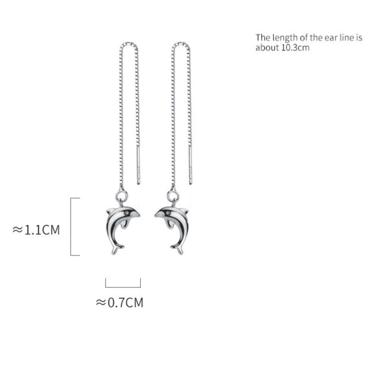 Dolphin Whale Threader Earrings