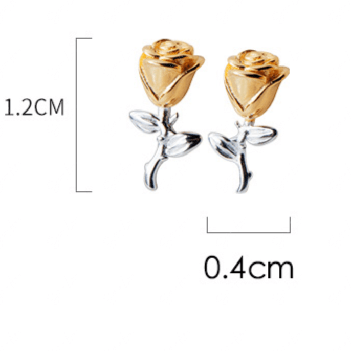 Rose Flower Sterling Silver Stud Earrings