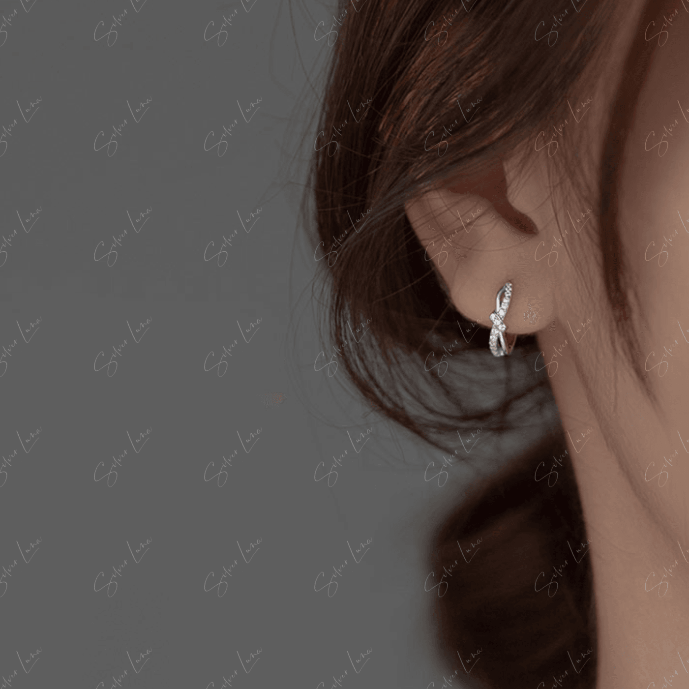 silver bowtie hoop earrings